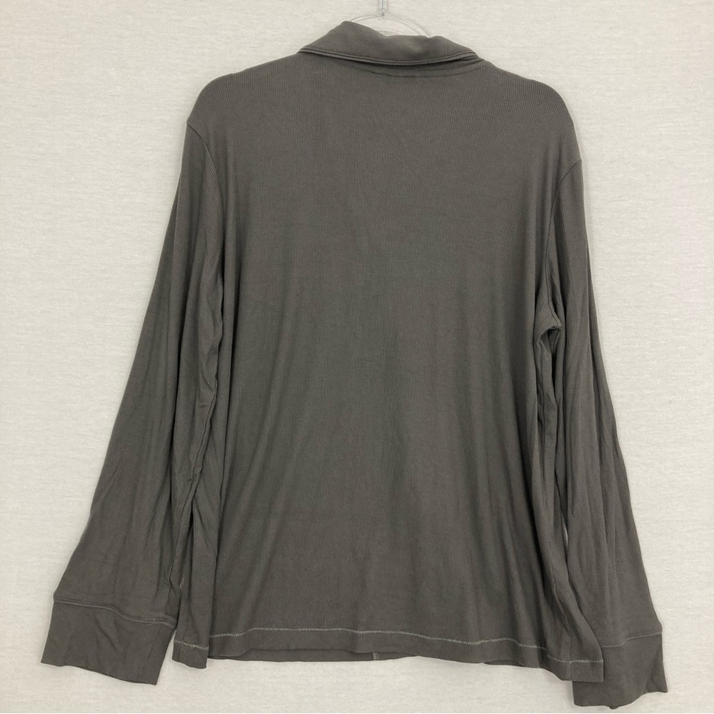 New SKIMS Gray Gunmetal Rib Knit Long Sleeve Button Down Large Loungewear - Picture 7 of 8